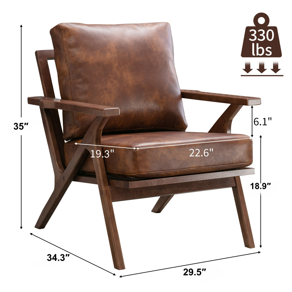 Salma 29.5" Wide Solid Wood Frame Upholstered Mid Century Modern Retro Accent Chair